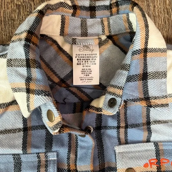 Disney Turning Red Panda Plaid Flannel Shirt Size 9/10 Snap Button kids - Picture 3 of 5